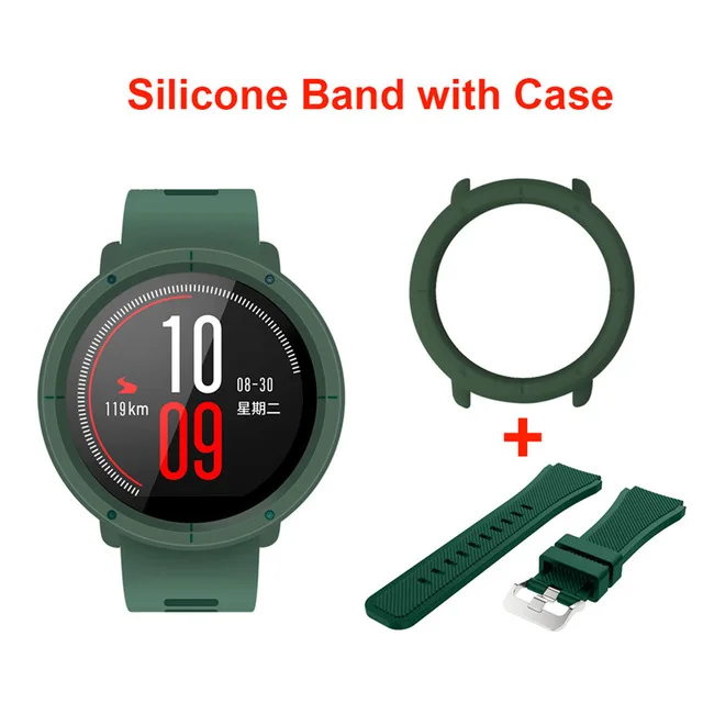 Силиконовые часы ремешок с чехлом рамка для Xiaomi Huami Amazfit Pace замена 22 мм наручные полосы полный защитный чехол Крышка