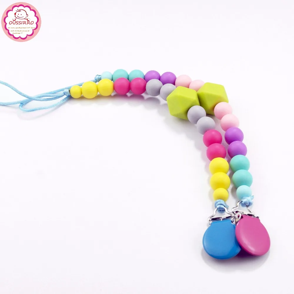 Buy Food Grade Silicone Beads Teething Pacifier Chain