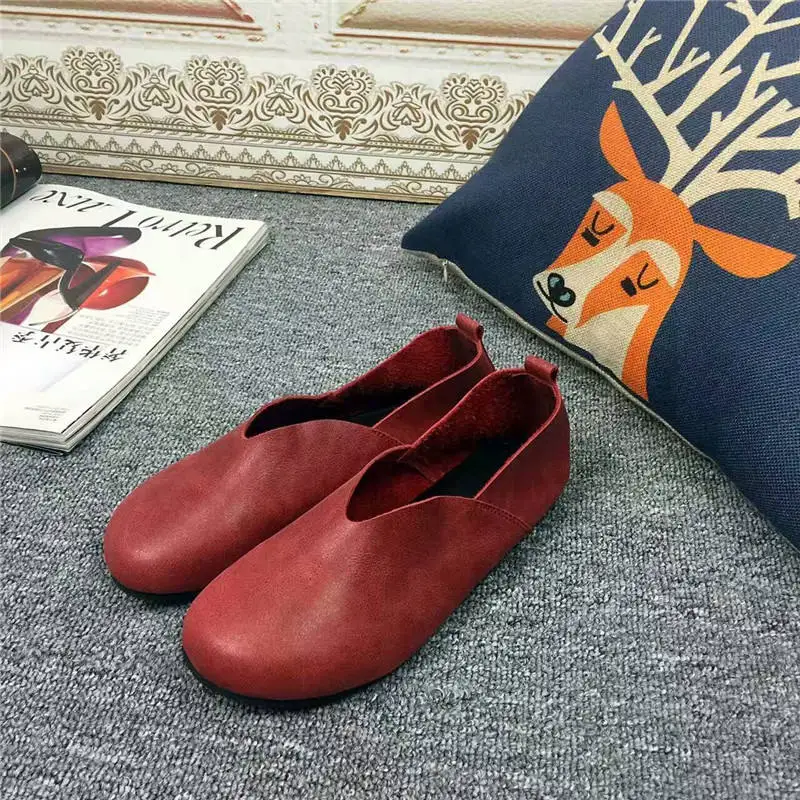 SexeMara New Fashion Forest style Genuine Leather Women shoes soft Cowhide female Casual Shoes size 34-40 6 Colors Free shipping - Цвет: Photo color