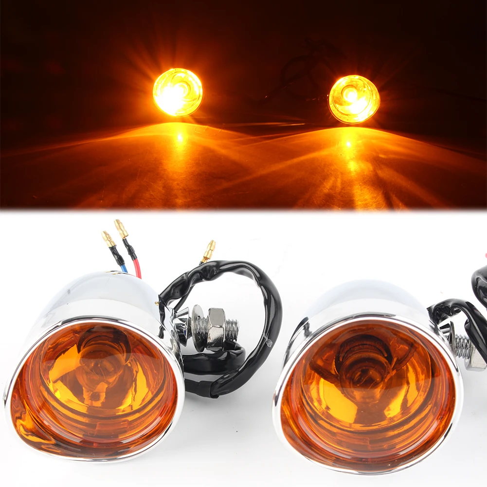 

Chrome Turn Signal Light Indicator Amber Lamp For Harley Motorbike Accessories