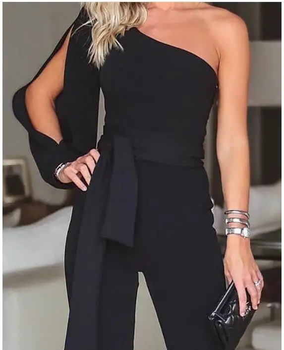 Jumpsuit for women 2018 fashion Womens rompers Party Clubwear Playsuit Jumpsuit Wide Leg One Shoulder Long Trousers Pants