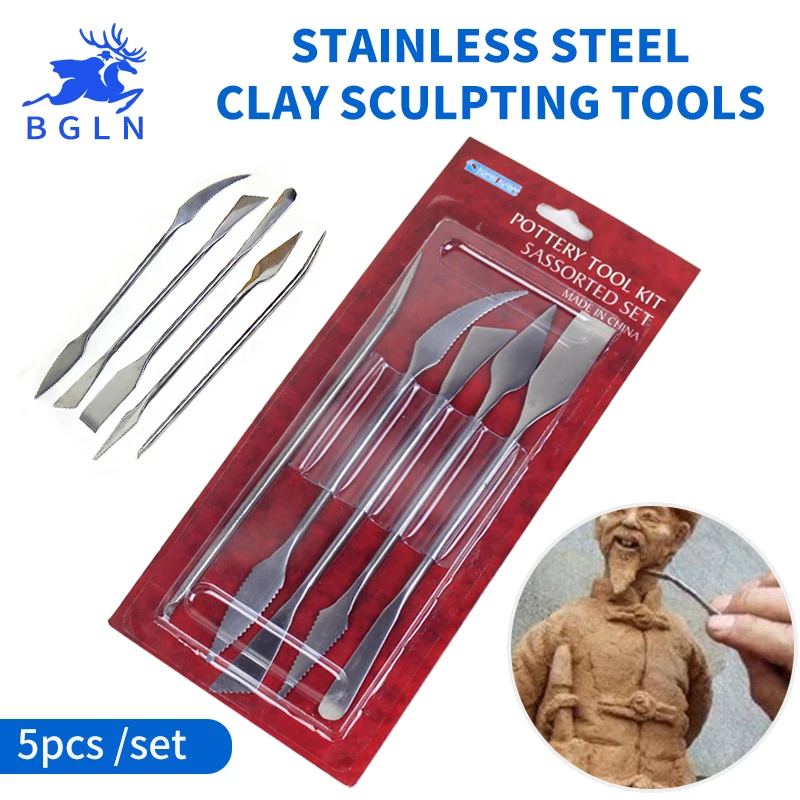 5Pcs/set Clay Sculpting Tools Pottery Carving Tool Set Clay Color