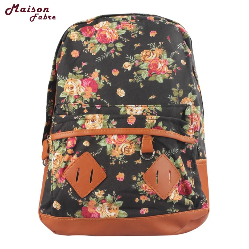 

Maison Fabre Jasmine Traveling Women Girl Canvas Rucksack Flower Backpack School Book Shoulder Bag New Oct8