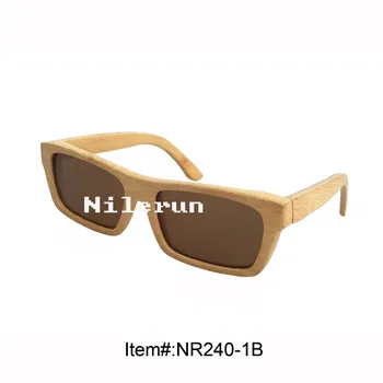 

rectangle natural real bamboo frame sunglasses with brown UV400 polarized lens