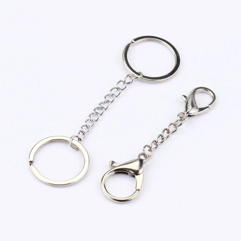 

30mm Metal Ring Lobster clasp Chains Connecting key buckle Circular Keyring Accessories pendant Handmade DIY Accessory fittings