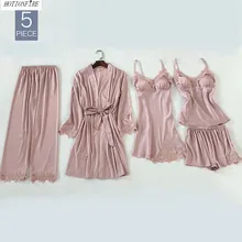 Женские халаты из пяти четырех частей, летние шелковые банные халаты для спа-отелей, сексуальные банные халаты большого размера, длинная домашняя Ночная рубашка на весну и осень