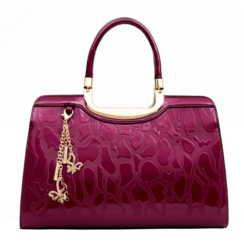 

New Luxury Patent Leather Women Handbags Stone Pattern Design Lady Shoulder Bags Fashion Female Girl Famous Brand Crossbody Bag