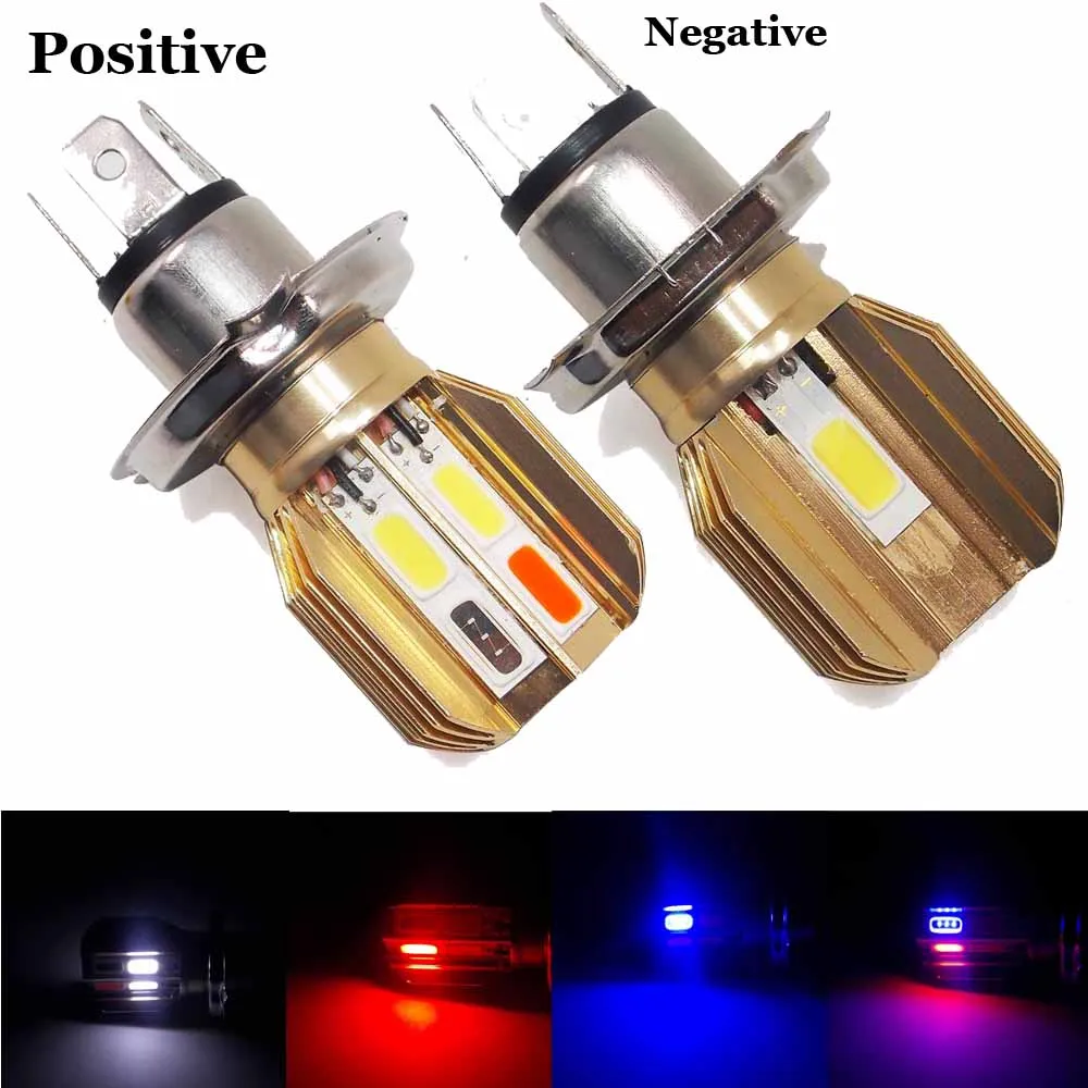 H4 Led Motorcycle Headlight Bulbs DC12V 24V 12W 1500LM BA20D Hi Lo Beam