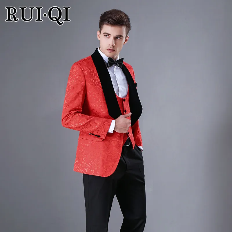 Buy Fashion Red Groom Dress High Quality Shawl Lapel