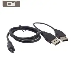 10 шт./CY USB 2,0 два мужчины к Micro USB 5Pin Мужской Y кабель 80 см для внешнего жесткого диска