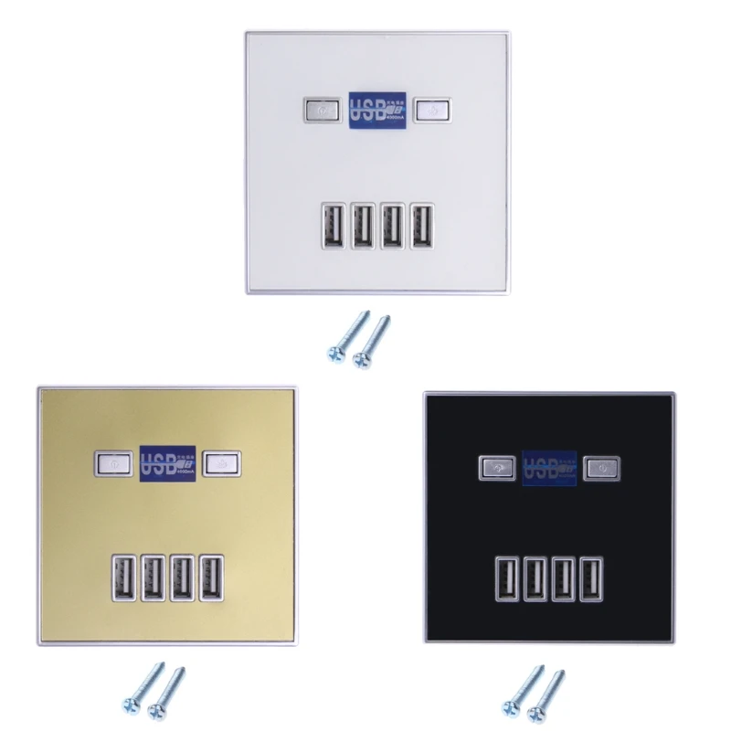 

220V 4A 86 Type 4 USB Ports Wall Power Socket Adapter Charger Panel