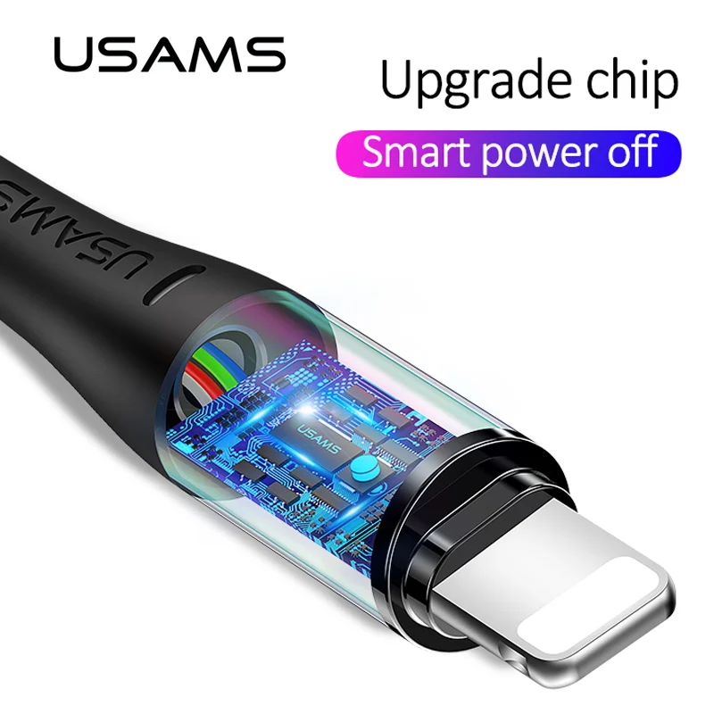 

USAMS Led Smart Auto Disconnect Lightning USB Cable for iPhone X 8 7 6Plus Fast Charging Cable for iPhone 5 5S 5 Sync Data cable