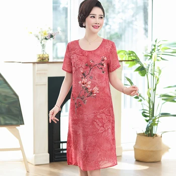 

Summer women fashion short sleeve chiffon dress elegant lady printing thin loose dress free shipping