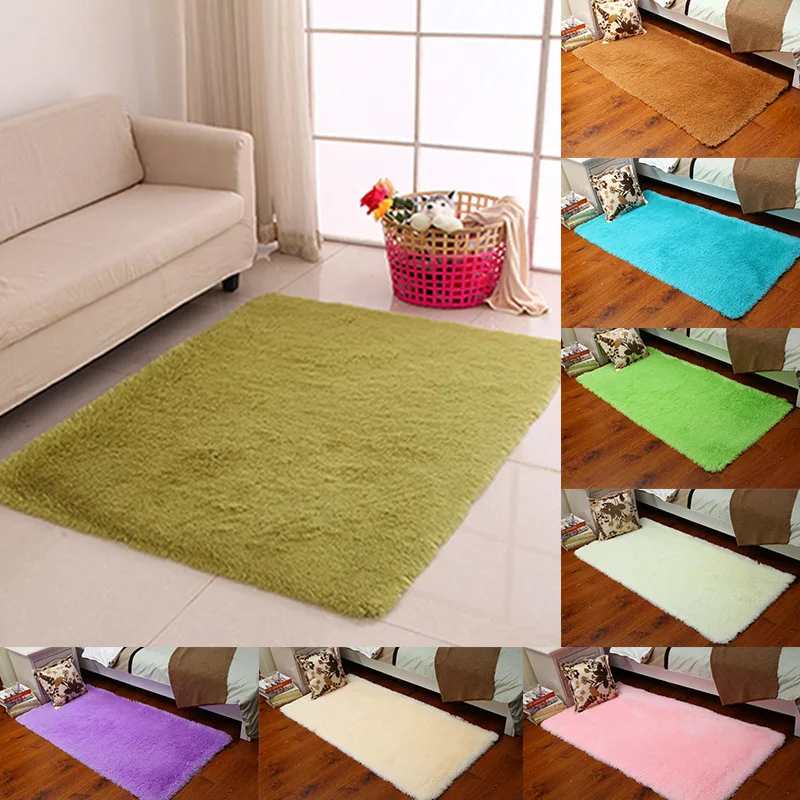 

Solid Color Anti Slip Silky Faux Artificial Skin Soft Shaggy Plush Floor Carpet Living Room Fluffy Large Area Rug For Bedroom