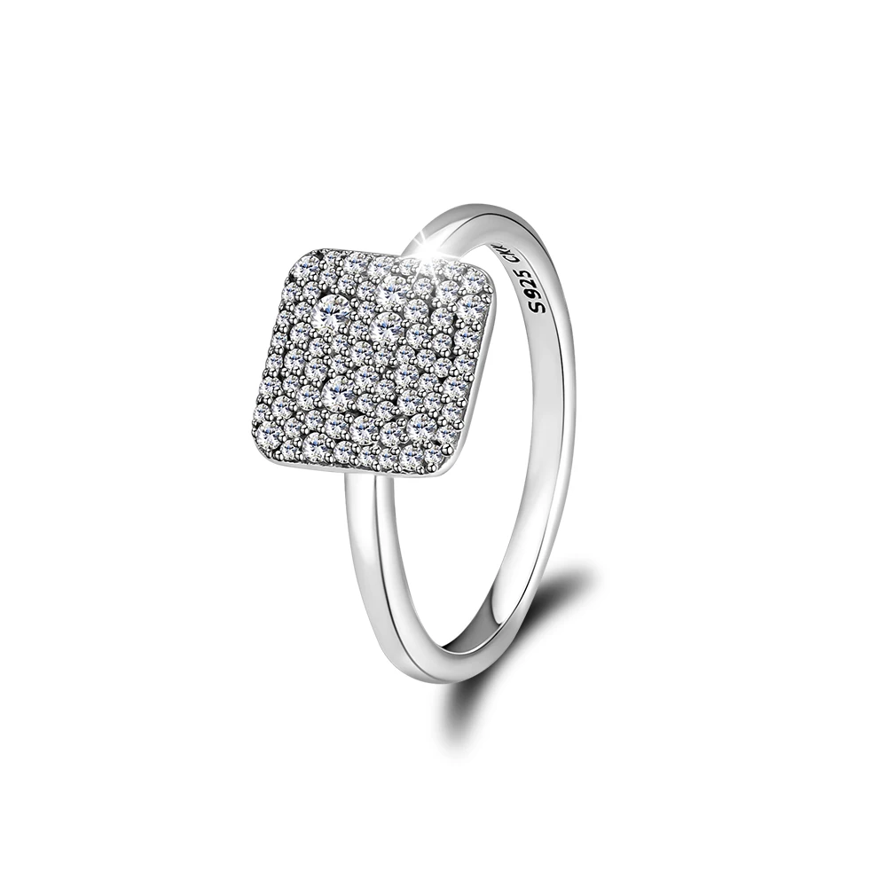 925 Sterling Silver Engagement Square Rings for Women AAA Clear Cubic Zircon Simpl Designer Women's Ring Minimalist Jewelry New |