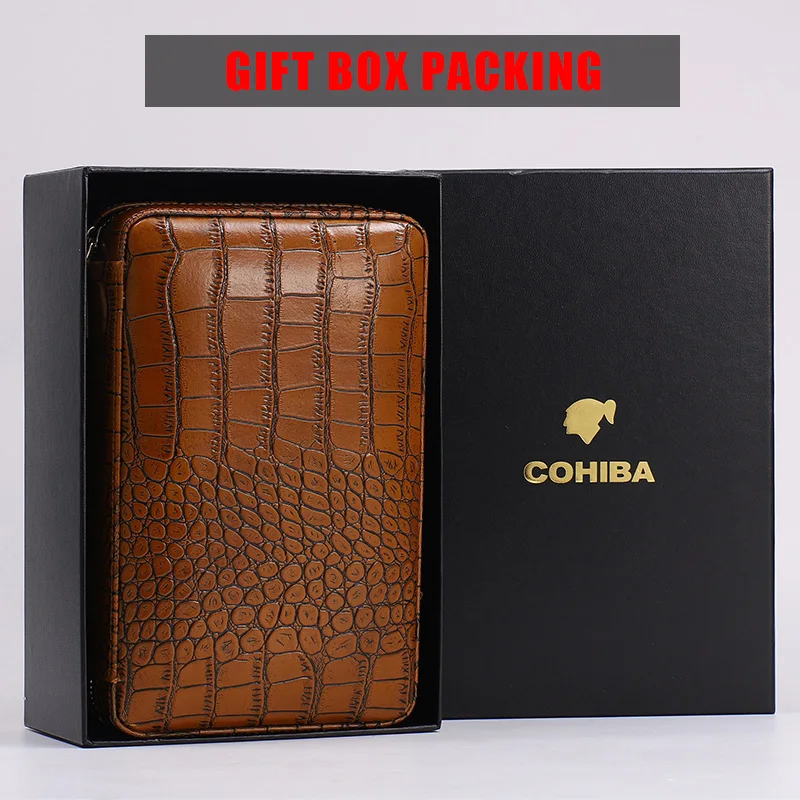 COHIBA Портативный кожаный чехол Дерево кедра с подкладкой для сигар без