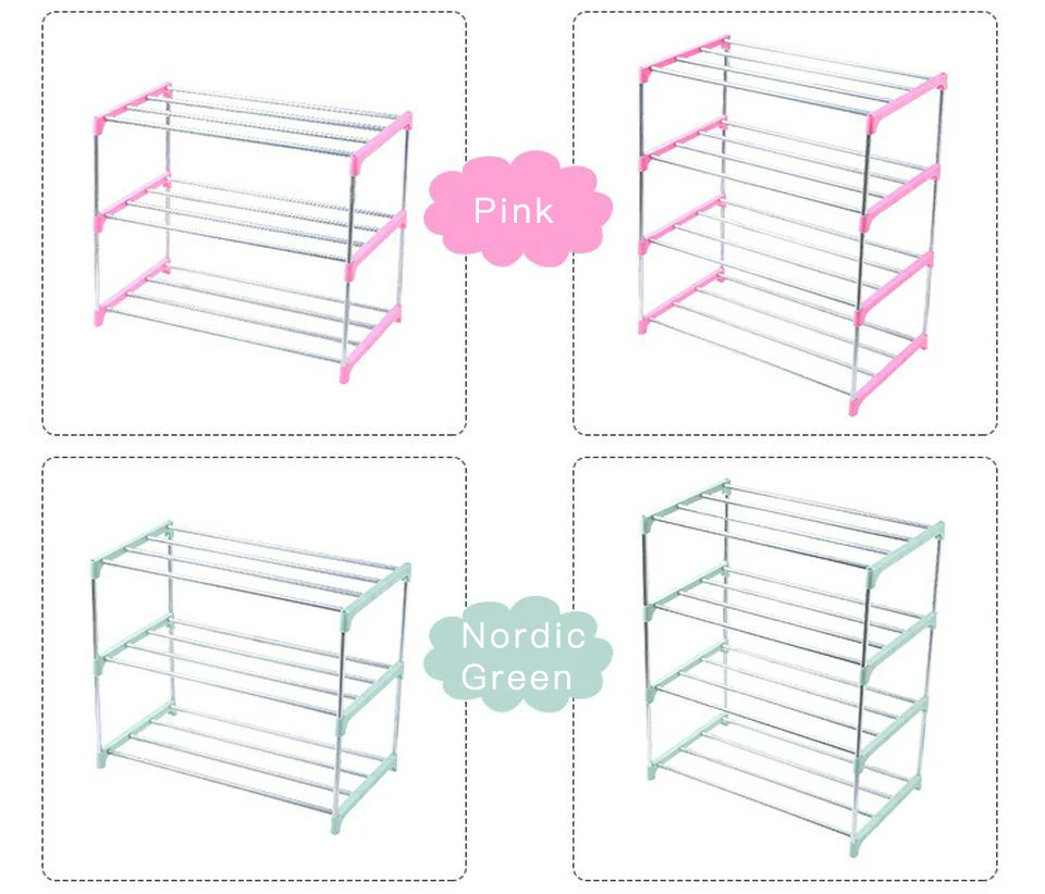 DIY простой стеллаж для хранения обуви полка 3/4 слоев из нержавеющей стали легко установить обувной шкаф для дома спальни общежития стеллаж для хранения