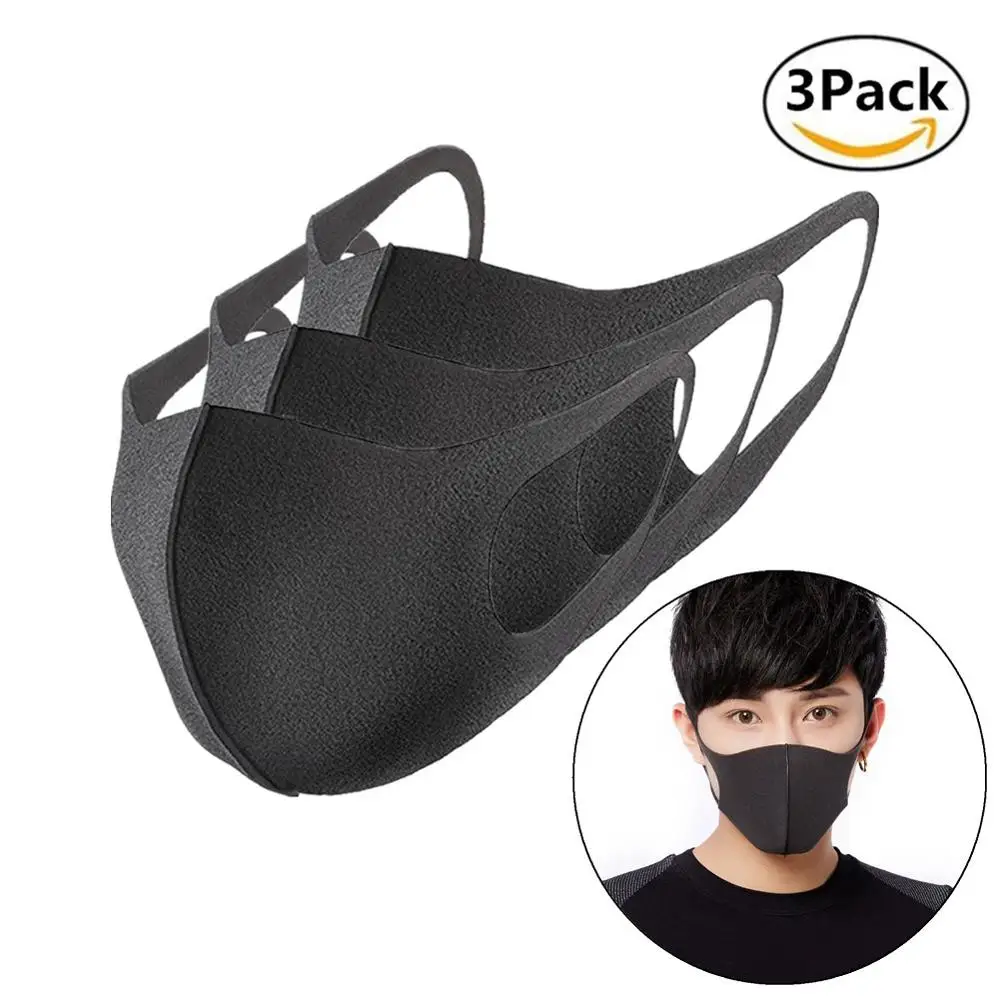 Модная маска для рта, унисекс PM2.5 пыльца против пыли, маска против загрязнения, эластичная маска для лица, маска для рта, губка, многоразовая, 3 упаковки - Цвет: 3 Pack