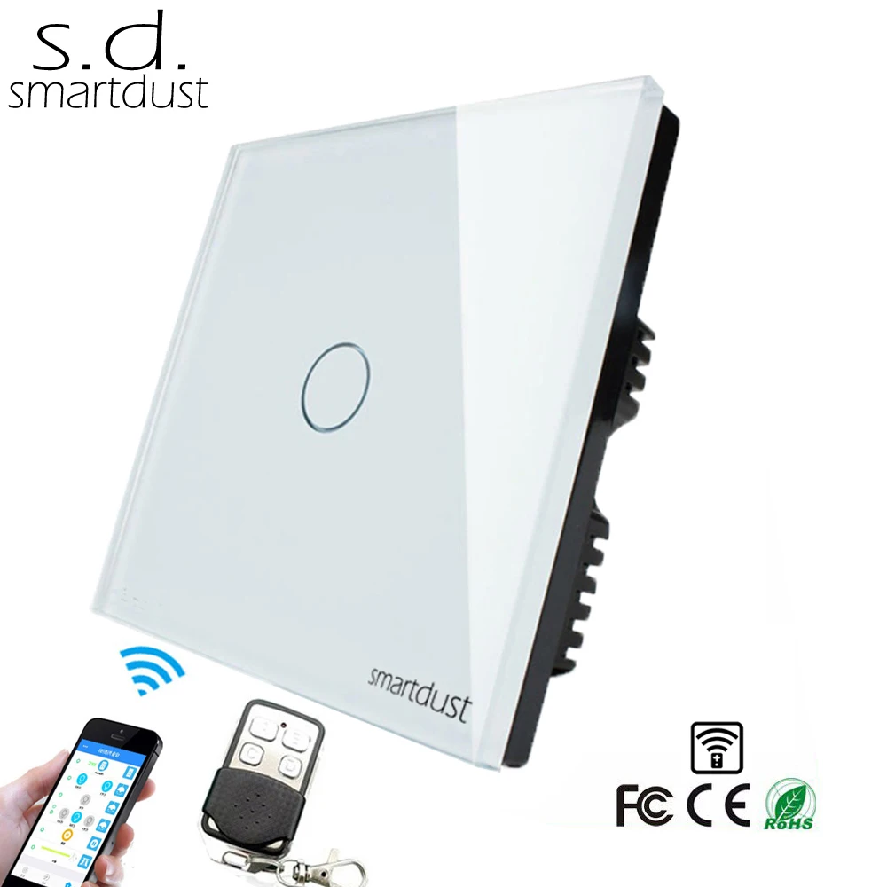 

Smartdust UK RF Wireless Remote Light Switches,1 Gang 1 Way Wifi Touch Switch Work With Tuya Smart Amazon Alexa AC 110-250V