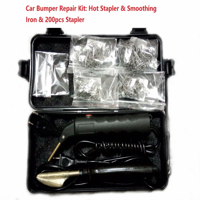 

Car Bumper Repair Kit Hot Stapler Plastic Repair Plastic Kit Welding Machine & Smoothing Iron & 200pcs Stapler