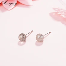 Anenjery, простые серьги-гвоздики из натурального лунного камня для женщин, девушек, хороших друзей, подарок, 925 пробы, серебряные ювелирные изделия, brincos S-E605