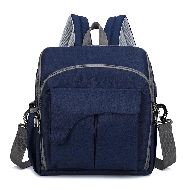 Сумка для детских подгузников с интерфейсом USB большая детская сумка для пеленания дорожный рюкзак для беременных для мам сумки для кормления - Цвет: dark blue