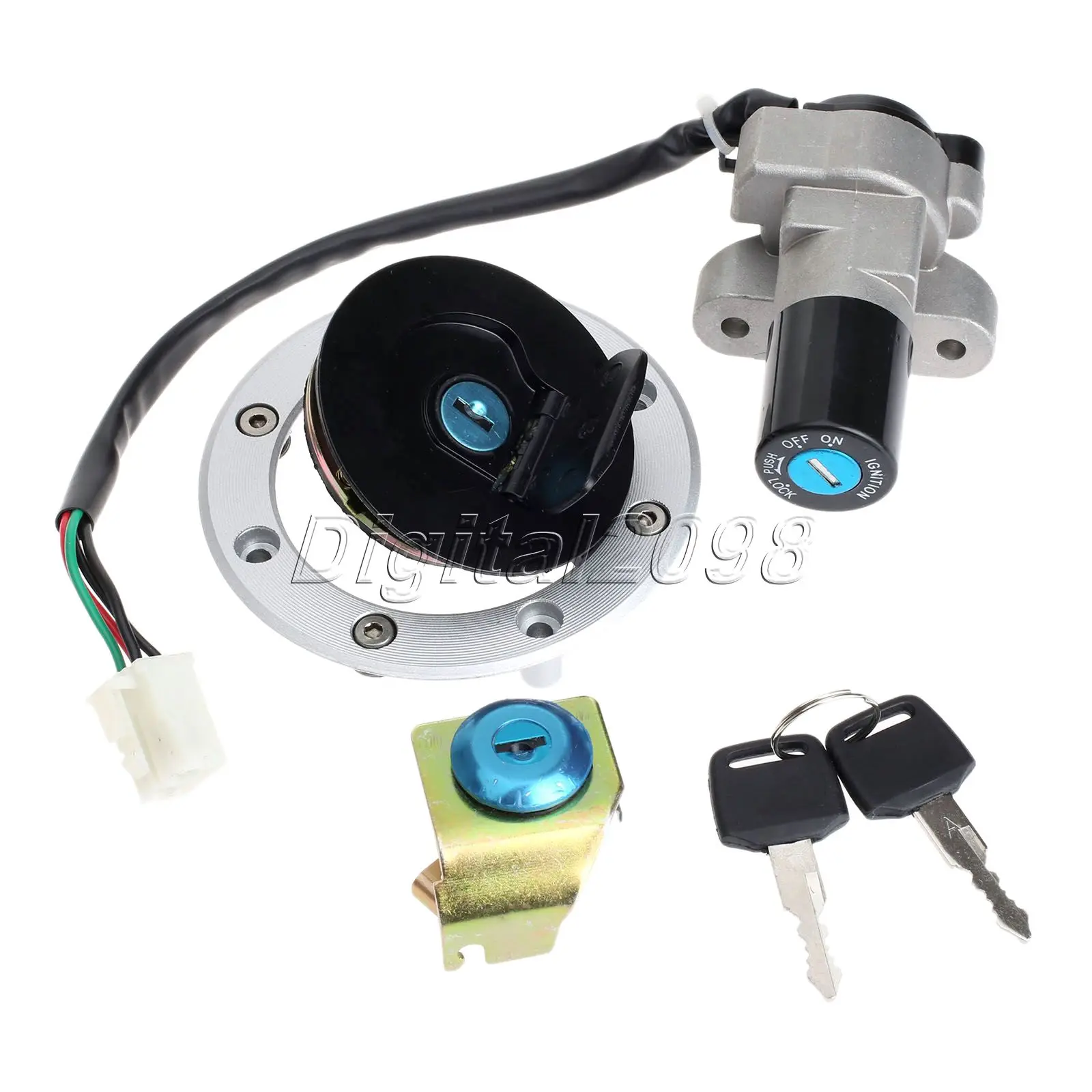 

Motorcycle Lockset Ignition Key Switch Lock+ Fuel Gas Cap Cover+ Keys for Suzuki GS500 2001 2012 Aluminum Motorcycle Accessories