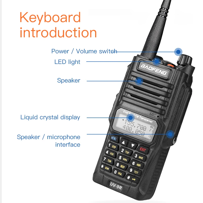 BaoFeng UV-9R plus водонепроницаемый walkie talkie 10 Вт радиоприемопередатчик большой дальности CB ham радиостанции Hf трансивер