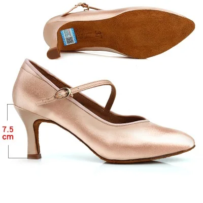 Современная танцевальная обувь; женская обувь с мягкой подошвой; Национальный стандарт для свиданий; Танго; женская обувь для танцев на квадратном каблуке; аутентичная женская спортивная обувь для взрослых - Цвет: 7.5cm color light