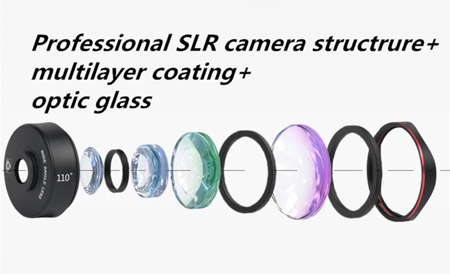 Kase 4 in 1 DSLR Camera Style Phone Lens II Kit  Wide Angle/Macro/Fisheye/Telephoto Lens for Smartphone iPhone 8 Samsung Huawei