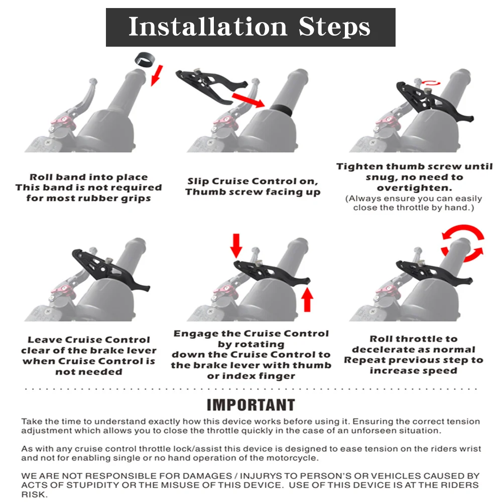 Круиз-контроль Вспомогательный зажим с резиновым кольцом руль черный подходит для универсального мотоцикла
