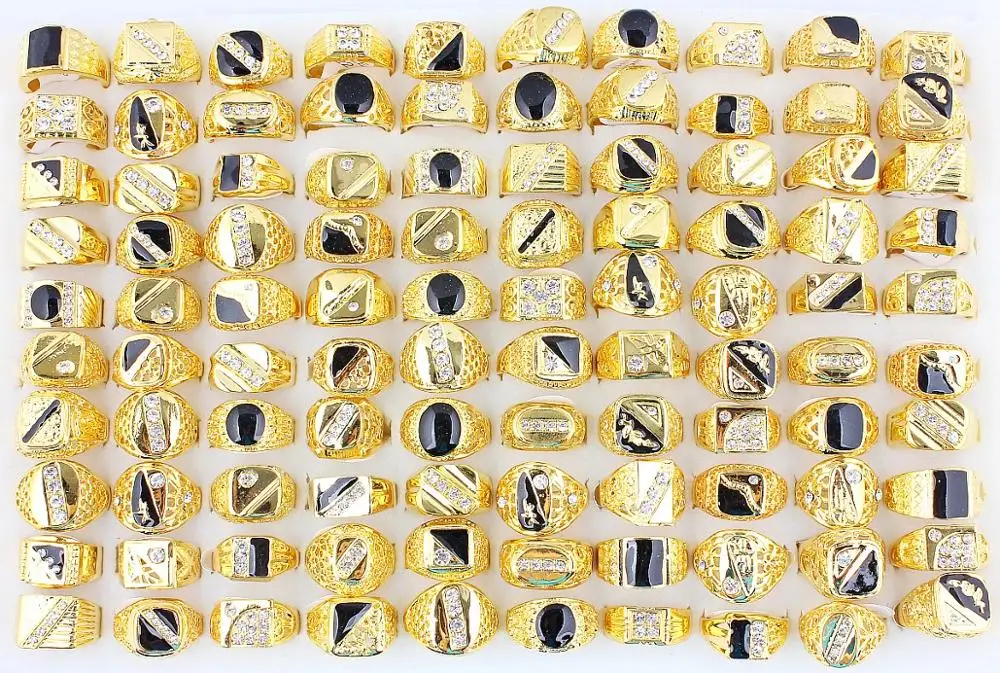 

QianBei Fashion Mixed 5/10/20pcs/set High Quality Oil Dripped Black Ring Man Gold Color Rhinestones Rings Women Fashion Jewelery