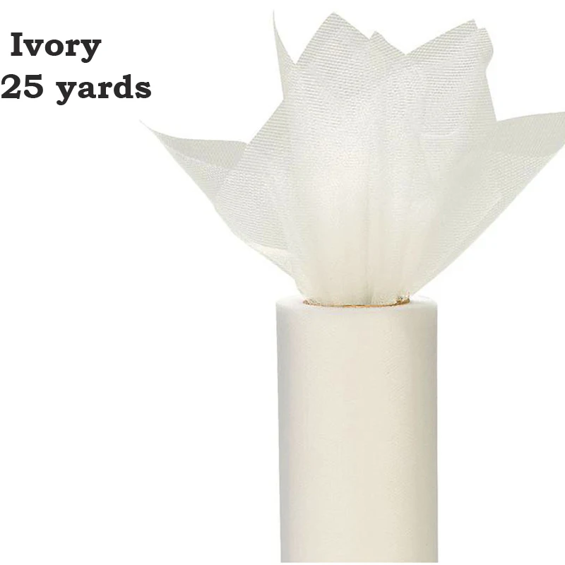 Ivory 25yrd Huiran/фатиновая юбка-пачка для девочек 15, 25 см, 100 ярдов, расшитая блестками, «рюмочка», «сделай сам», из органзы, для свадьбы, дня рождения, вечеринки, Декор, сувениры для малышей - Цвет: Ivory 25yrd