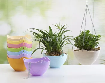 

Plastic Resin Thickening Bracketplant Flowerpot With Chains Hanging Basket Flower Pot Gardening Tools Hanging Pots