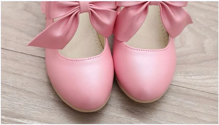 Детские ботинки для девочек весна кожаная обувь принцессы с бантом модная Праздничная обувь для девочек детские тонкие туфли для выступлений
