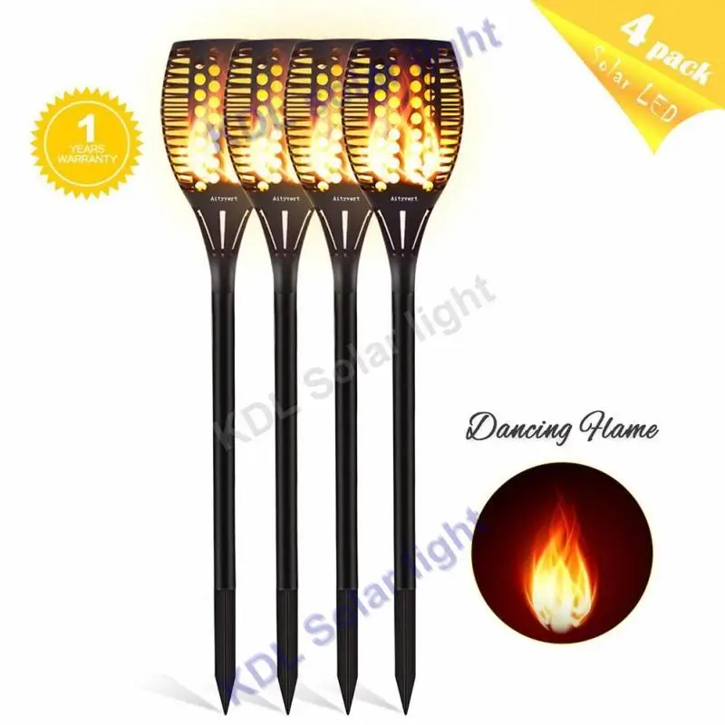 

4pcs/lot new arrival Solar 96LED Lawn Dancing flame Torch Lights radar 3 working mode Solar Tiki Torch Lights LE torch lands