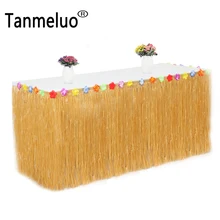 75x275 см Гавайский вечерние украшения искусственная трава Таблица юбка с цветком для свадебного украшения Jupe de Таблица Mariage