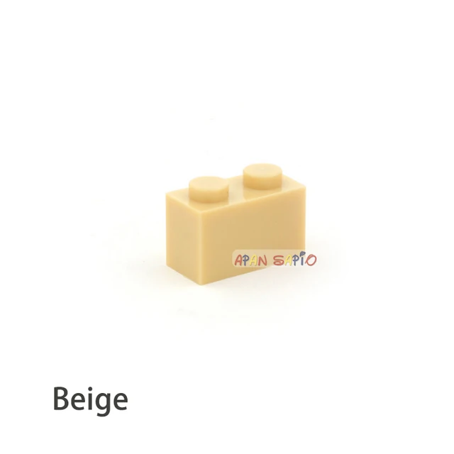 100pcs DIY Building Blocks Thick Figures Bricks 1x2Dots Educational Creative Size Compatible With 3004 Plastic Toys for Children Beige 100pcs