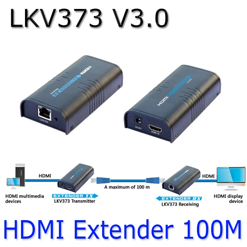

1080P HDMI Network Unlimited Extender (Sender+Receiver) 100-120M,LKV373 Over LAN RJ45 CAT5E CAT6,HDCP compatible, Lan 100M
