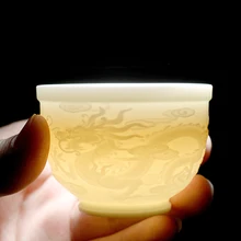 75 мл китайский белый фарфор чайная чашка ручной работы с тиснением дракон феникс чайная чашка мастер маленькие чаши посуда для напитков Высококачественная коллекция