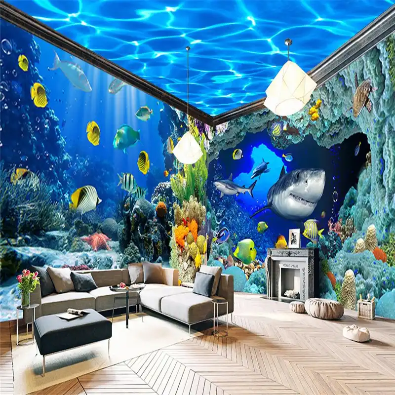 Under the sea wall mural, world of 3d wallpaper wall for any room 