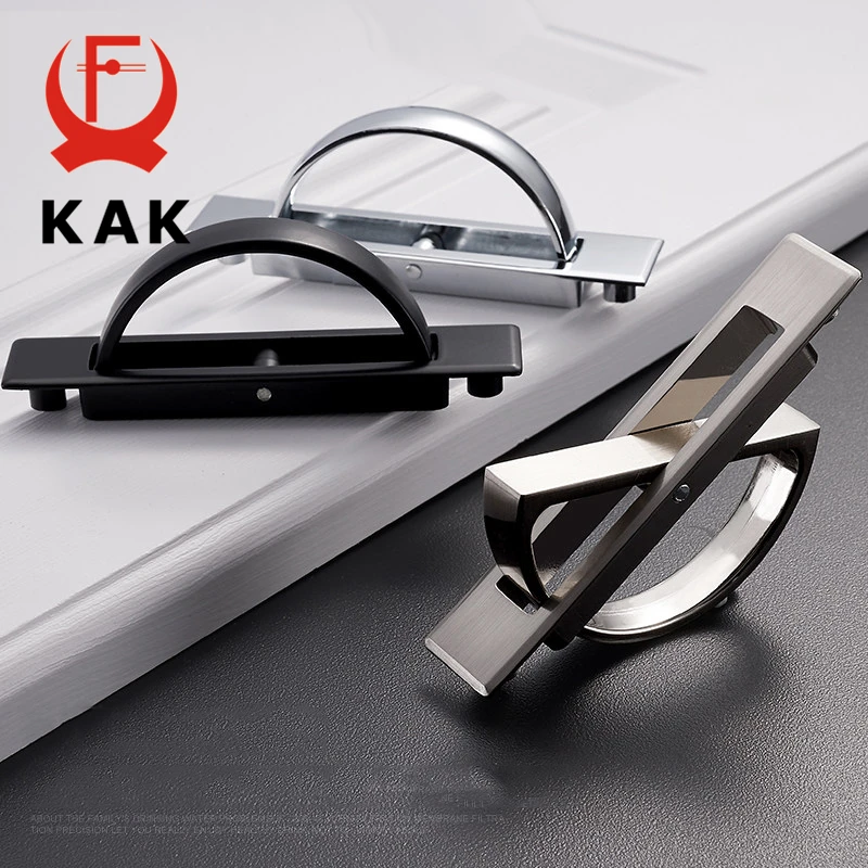 

KAK 2PCS KAK Tatami Hidden Door Handles Zinc Alloy Recessed Pull Cover Floor Cabinet Handle Bright Chrome Furniture Hardware