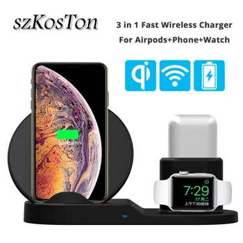 

Fast Charge QI Wireless Charger For iPhone X XR XS Max 8 7 Plus Charger Dock Station Holder For Airpods Apple Watch Nike+1 2 3 4
