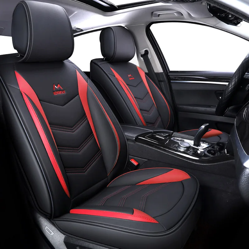 black red Роскошный кожаный чехол для сиденья автомобиля для ford focus 1 2 mk1 mk3 explorer fiesta mk7 курьер kuga mondeo mk3 mk4 cmax figo ranger s-max - Название цвета: black red