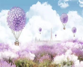 

beibehang papel de parede 3d Lavender purple blue sky and white clouds background wall decoration mural wallpaper for kids room