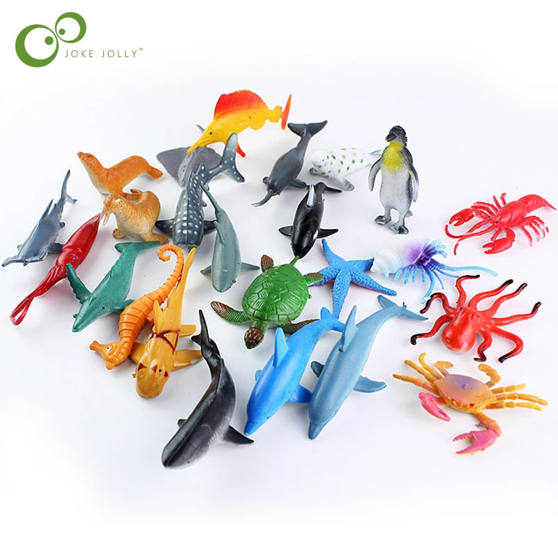 

24pcs/set Small Size Sea Life Model Toys PVC 4-7cm Pool Fish Toy Early Education Marine Animals Figure Gift For Children WYQ