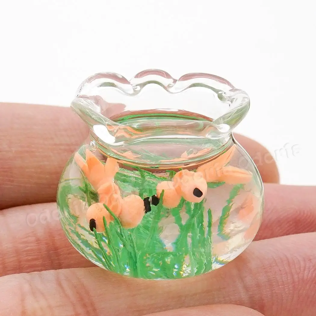 Odoria 1:12 миниатюрная Золотая рыбка бачок чаша аквариум кукольный домик мебель аксессуары