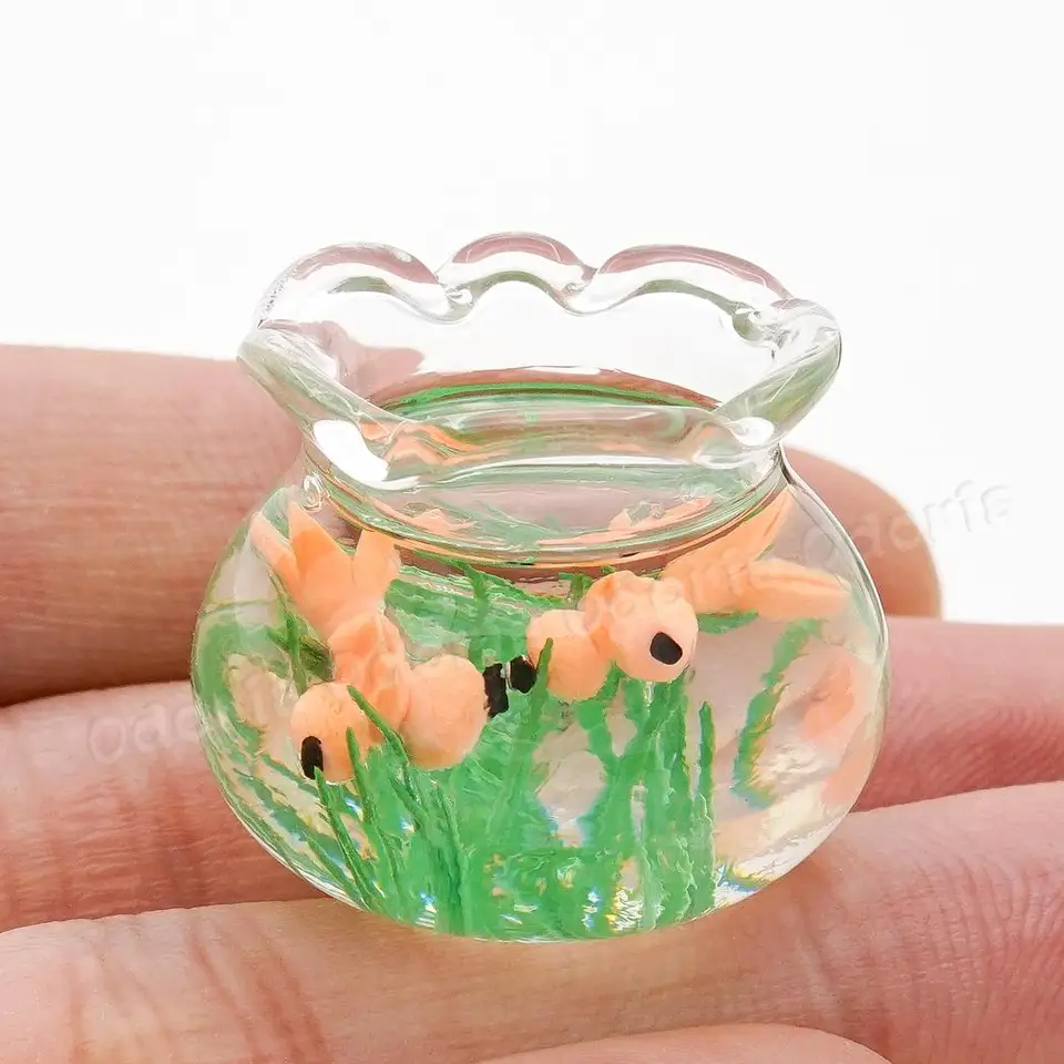 fish tank with dollhouse furniture