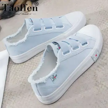 

TAOFFEN Women Casual Shoes Fashion Solid Color Sweet Shallow Flats Daily Leisure Elastic Band Print Shoes Women Size 35-40