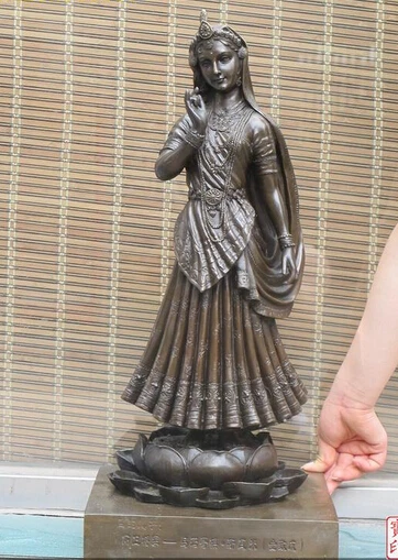 WBY 003279 24 &quotподписанный wumageqi Swami Чистая Бронзовая статуя lotus base Krishna индийский